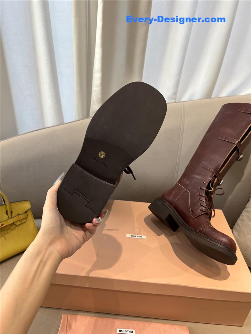 Miu Miu Runway Lace-Up Leather Boots
