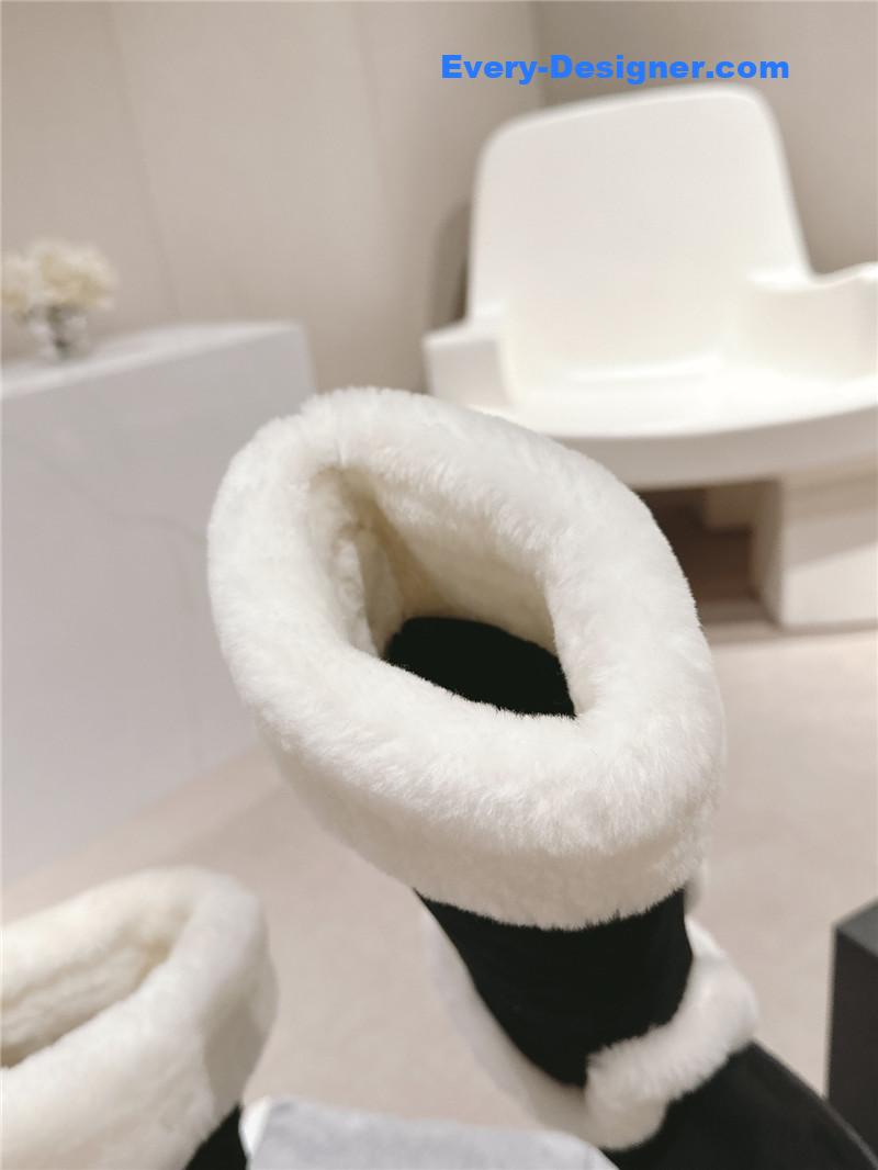 Ch**el logo black suede long snow boots
