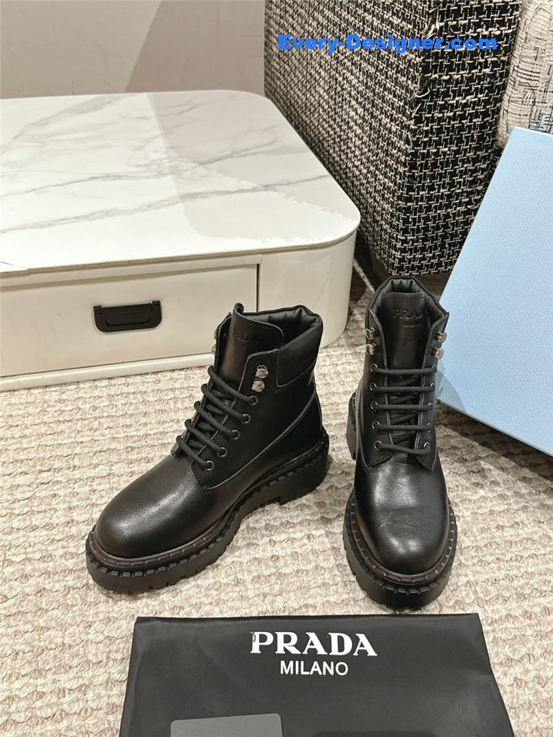 Pra*a leather platform ankle boots
