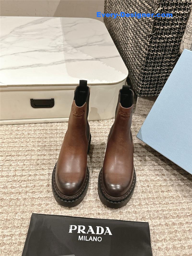 Pra*a brown calfskin chelsea ankle boots
