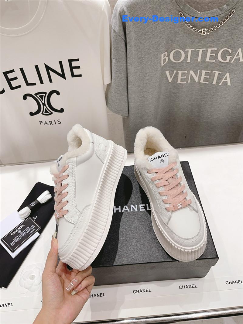 Ch**el lace-up platform sneakers