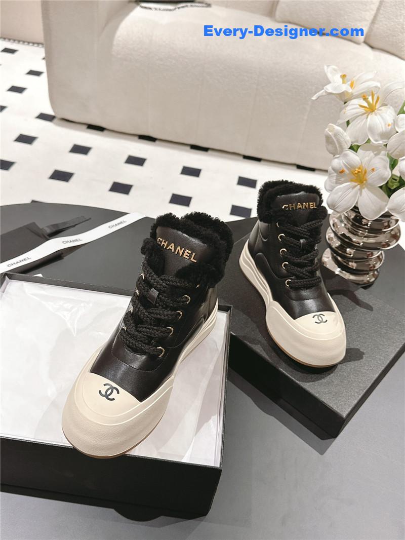 Ch**el black wool ankle boots