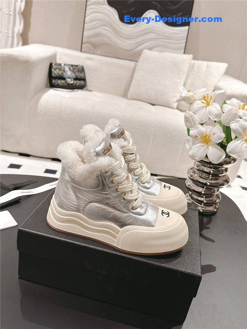 Ch**el silver wool ankle boots