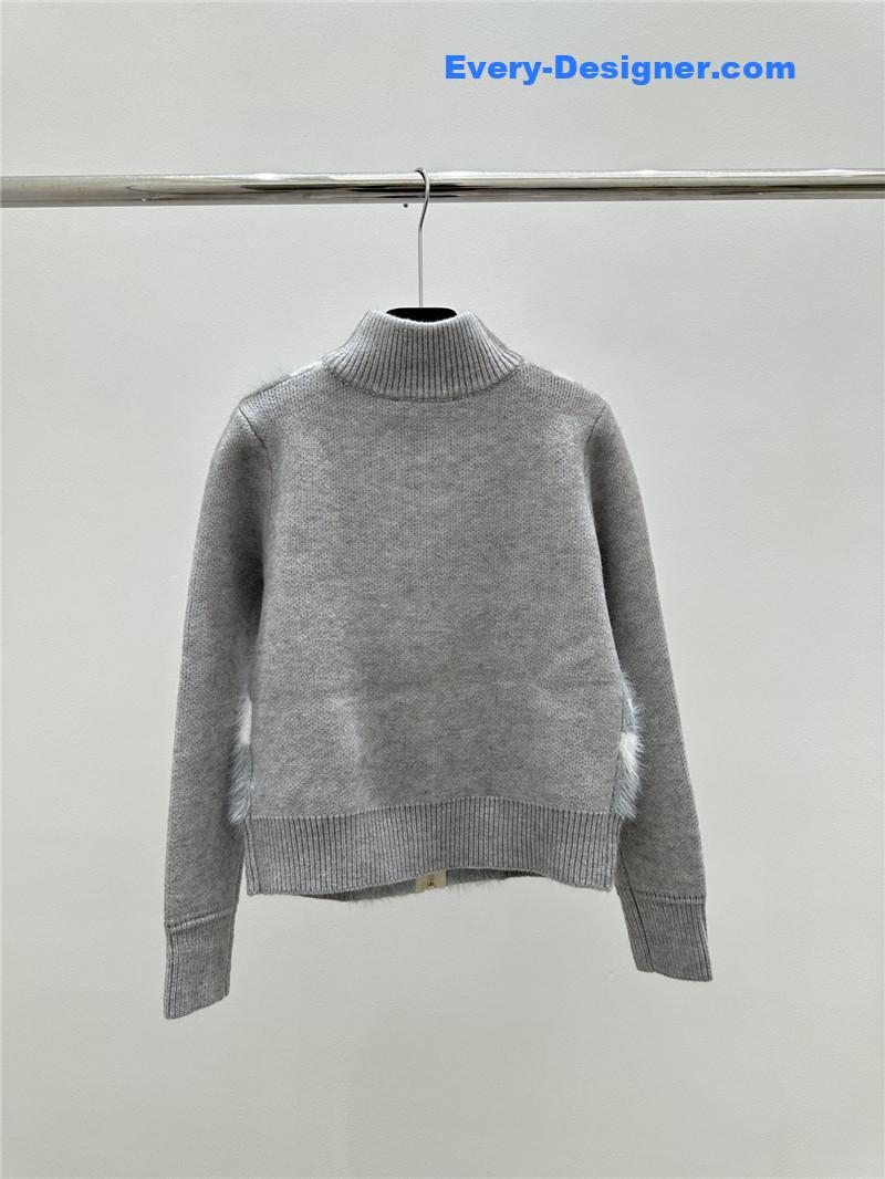 F**di lettering zip-up cardigan grey