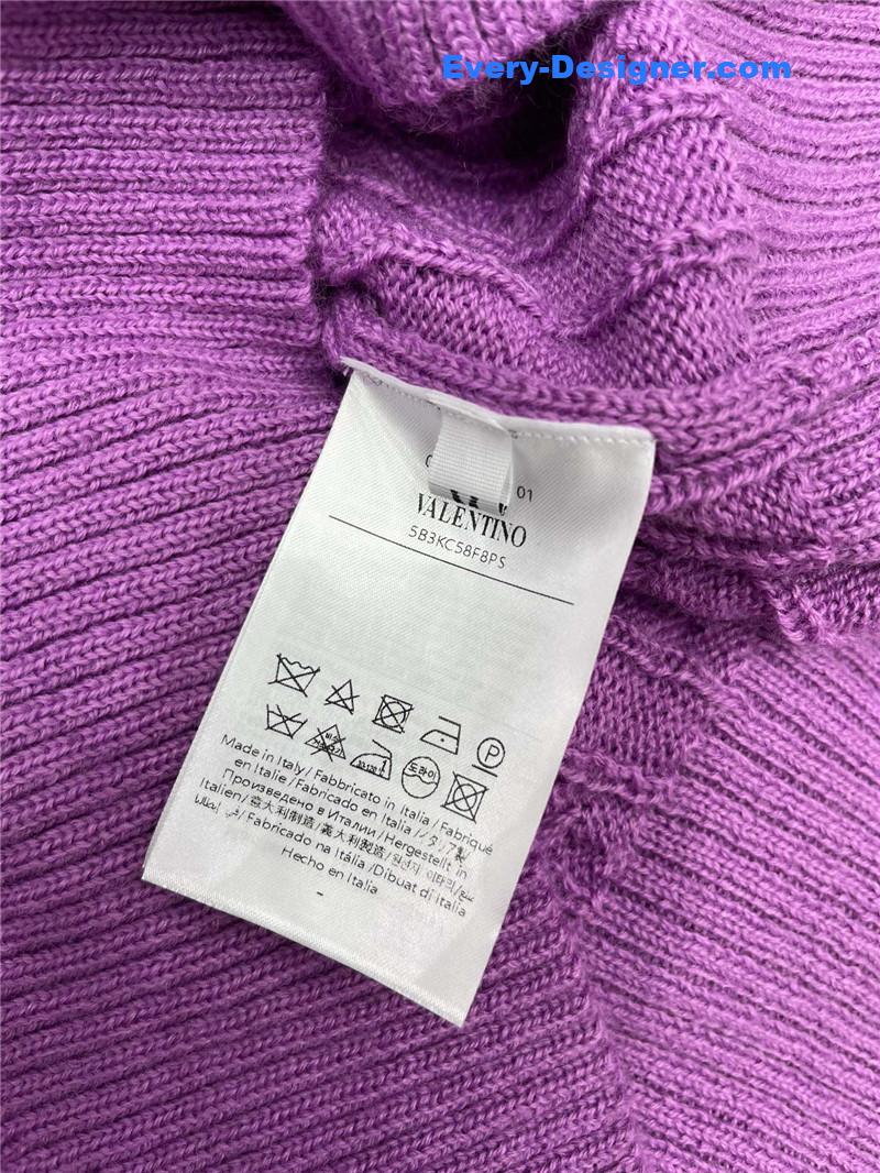 Va1e*ntin0 purple cable-knit ruffled sweater