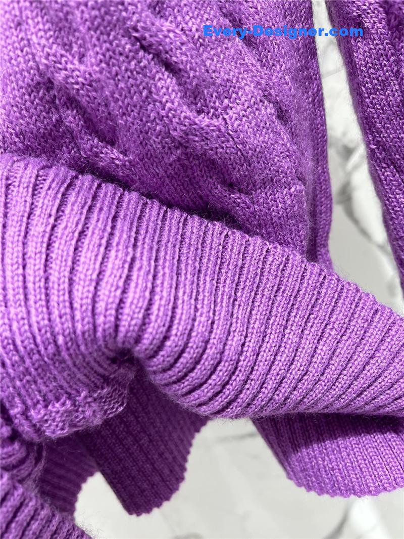 Va1e*ntin0 purple cable-knit ruffled sweater