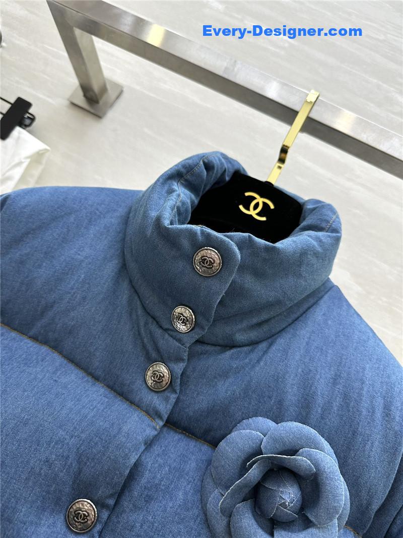 Ch**el denim jacket down coat