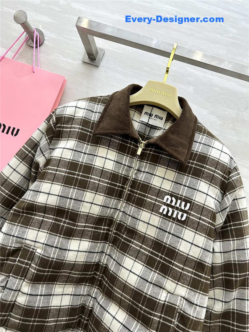 M1um1u plaid down jacket