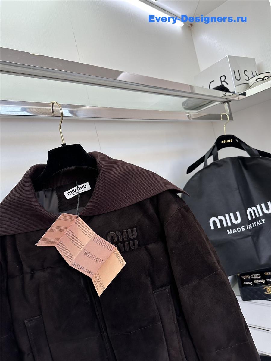 miu miu Maillard patchwork knitted jacket