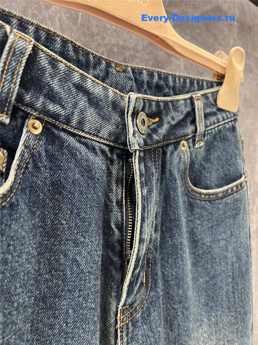 M1um1u embroidered raw-edge jeans