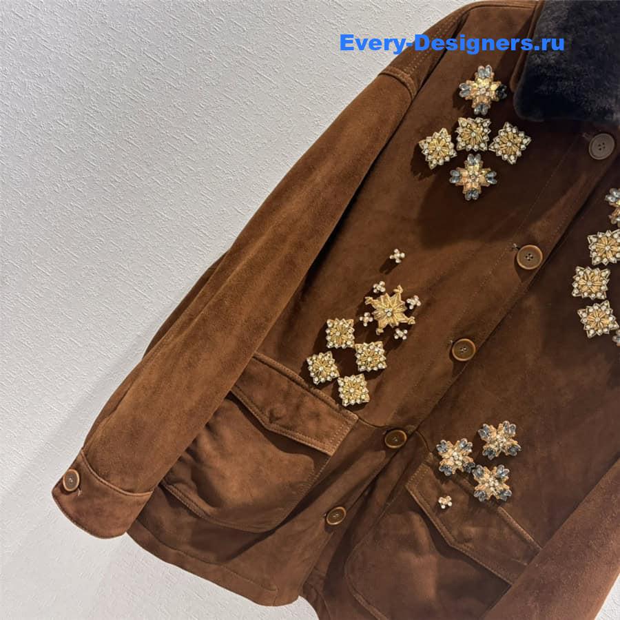 M1um1u rabbit fur lapel coat