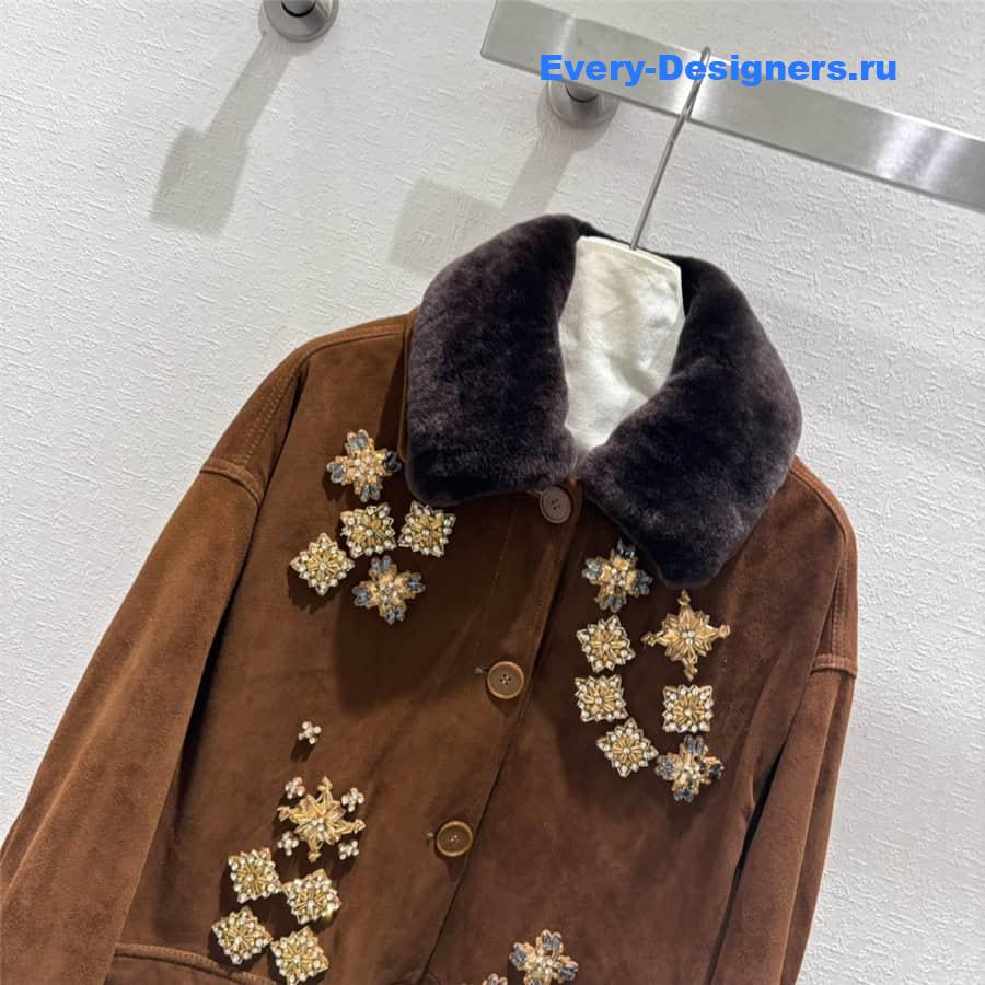 M1um1u rabbit fur lapel coat