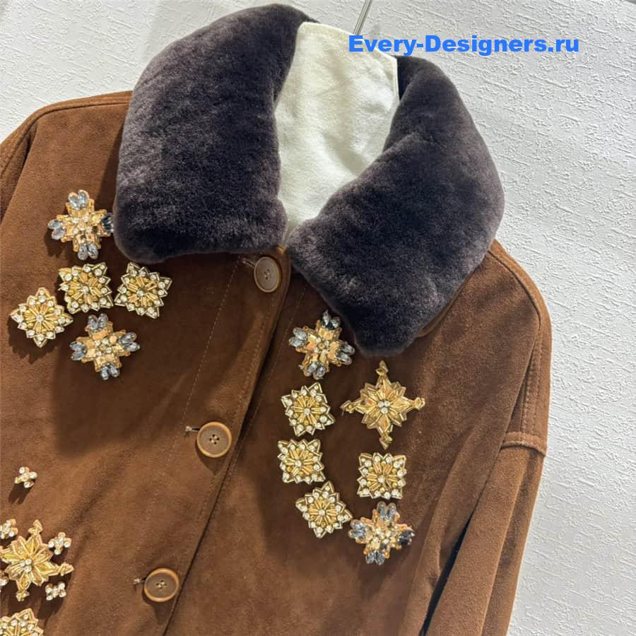 M1um1u rabbit fur lapel coat