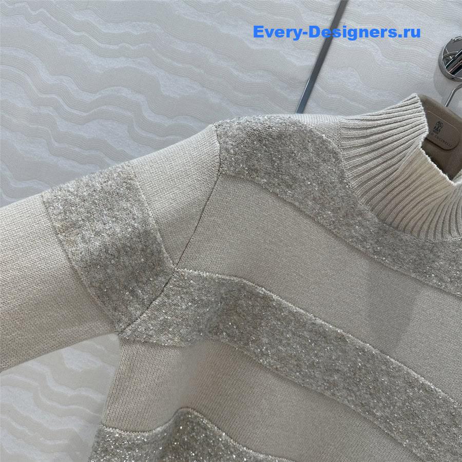 BC Sequin Knitted Cashmere Sweater in Grey