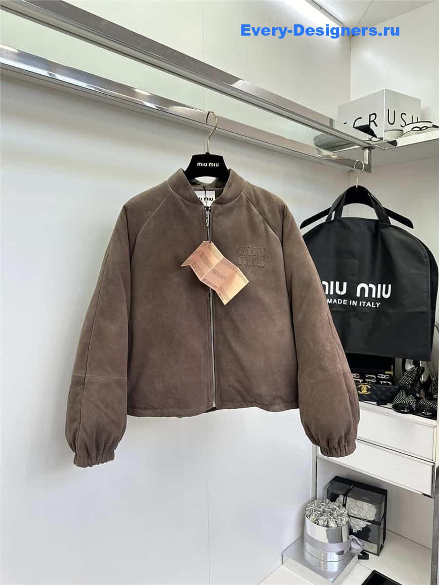 M1um1u leather down jacket