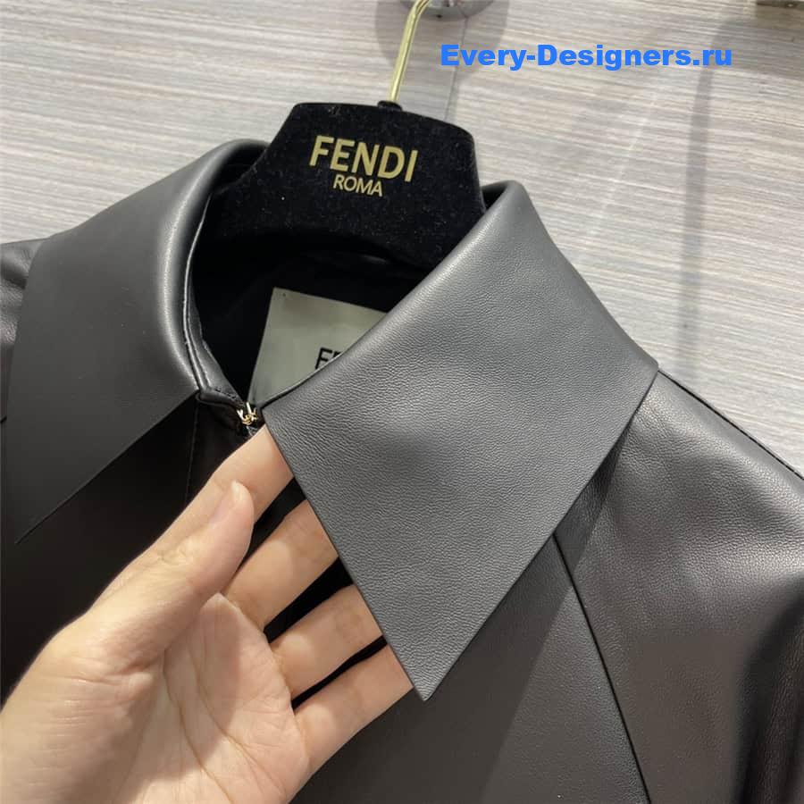 F**di long belted leather trench coat