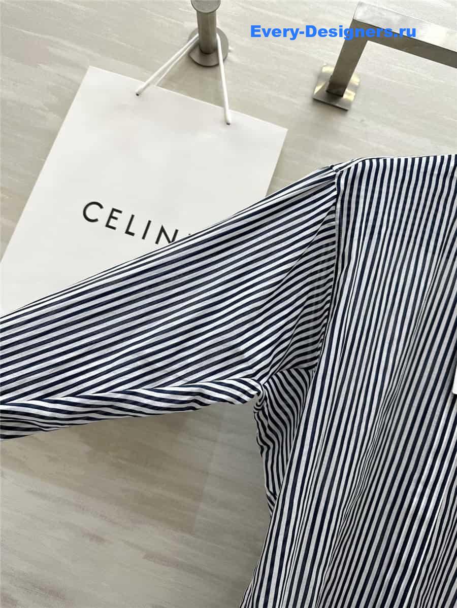 Ce1i*e vertical striped stand collar shirt