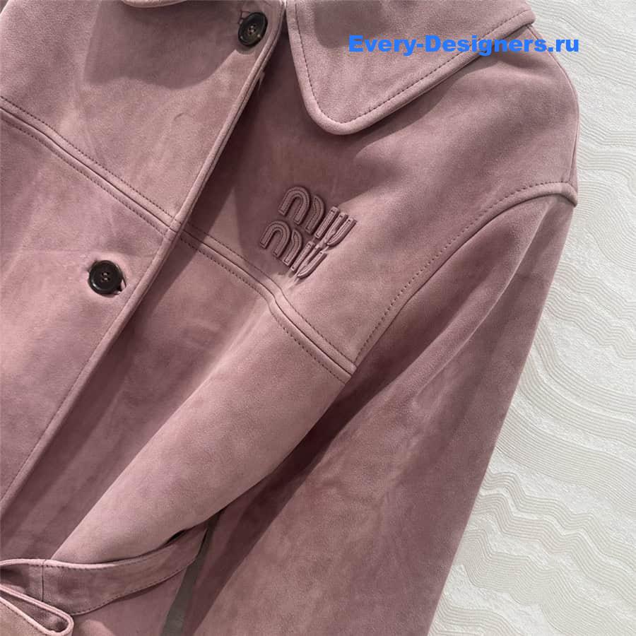 M1um1u suede trench coat jacket