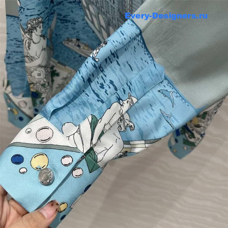 H**me5 scarf print silk shirt