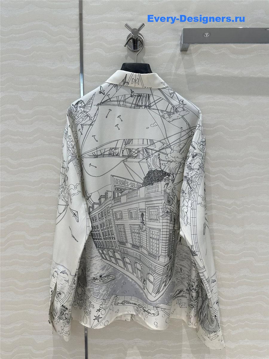H**me5 scarf print silk shirt