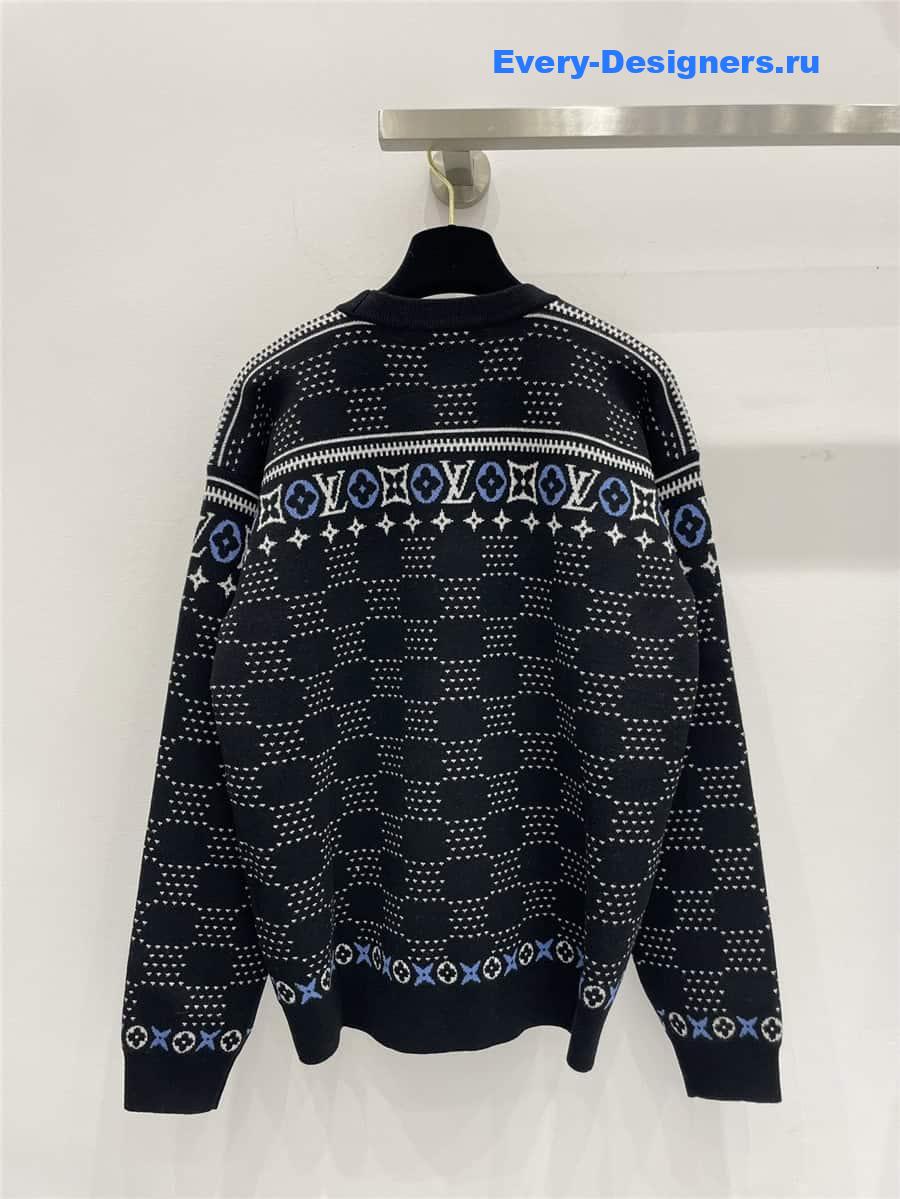 LV Jacquard Wool Sweater in Black