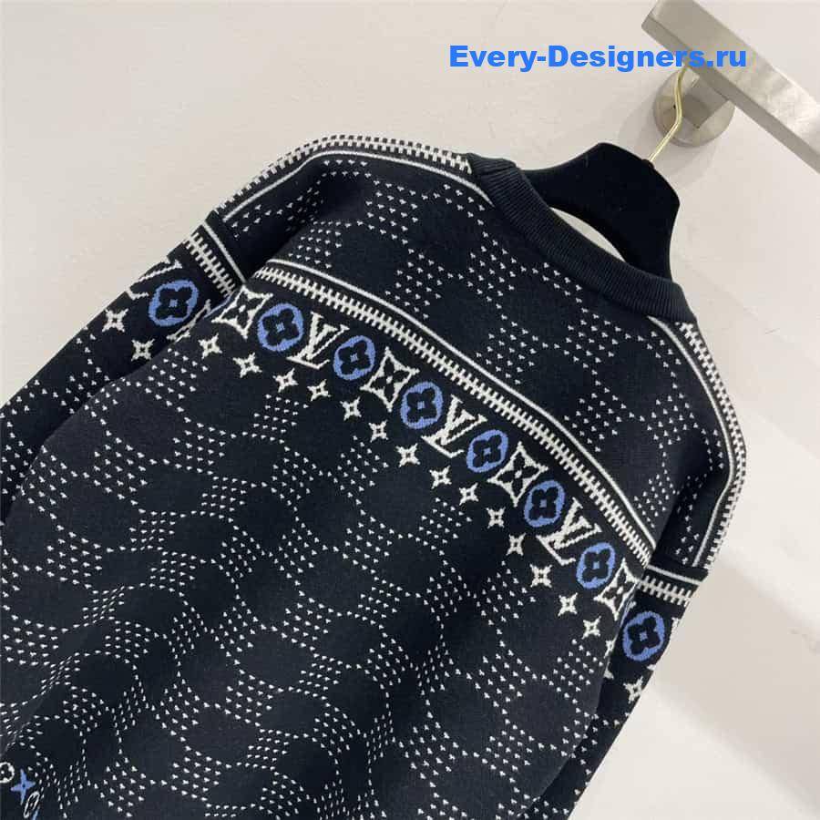 LV Jacquard Wool Sweater in Black