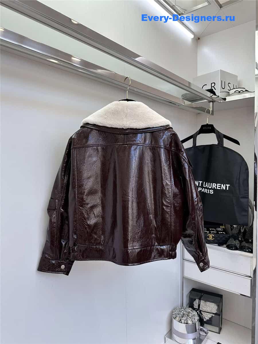 Y51 fur collar leather jacket