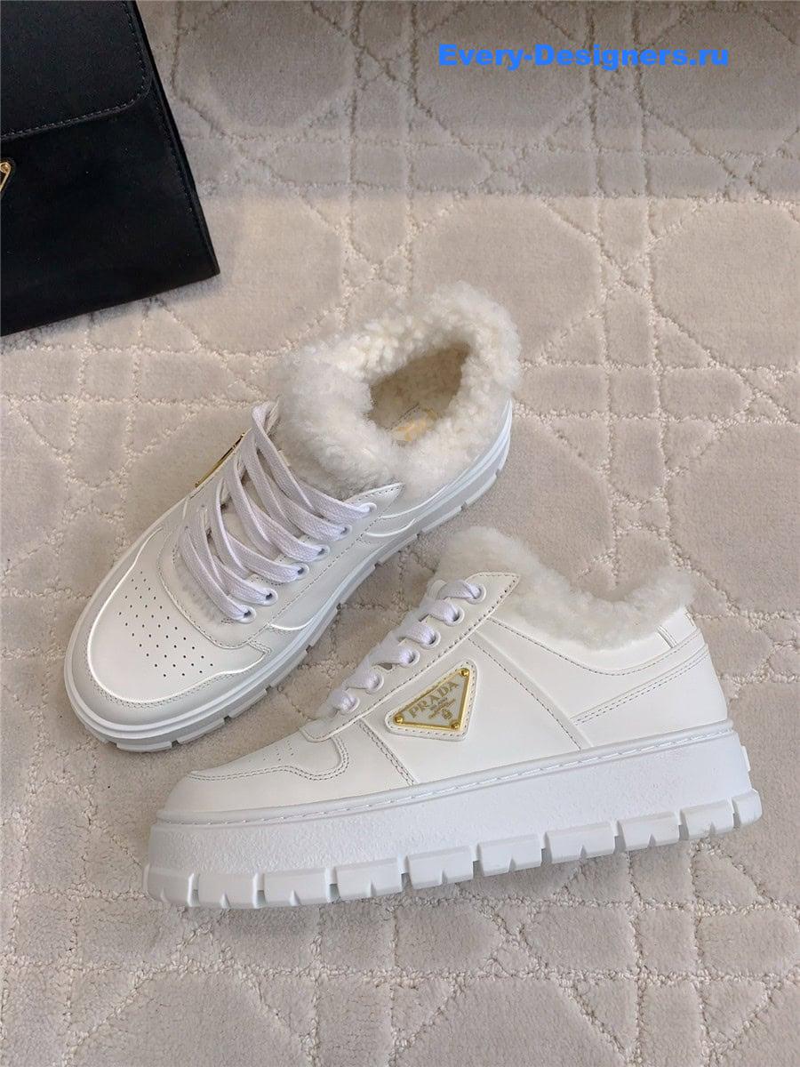 Pra*a triangle logo plaque lace-up sneakers
