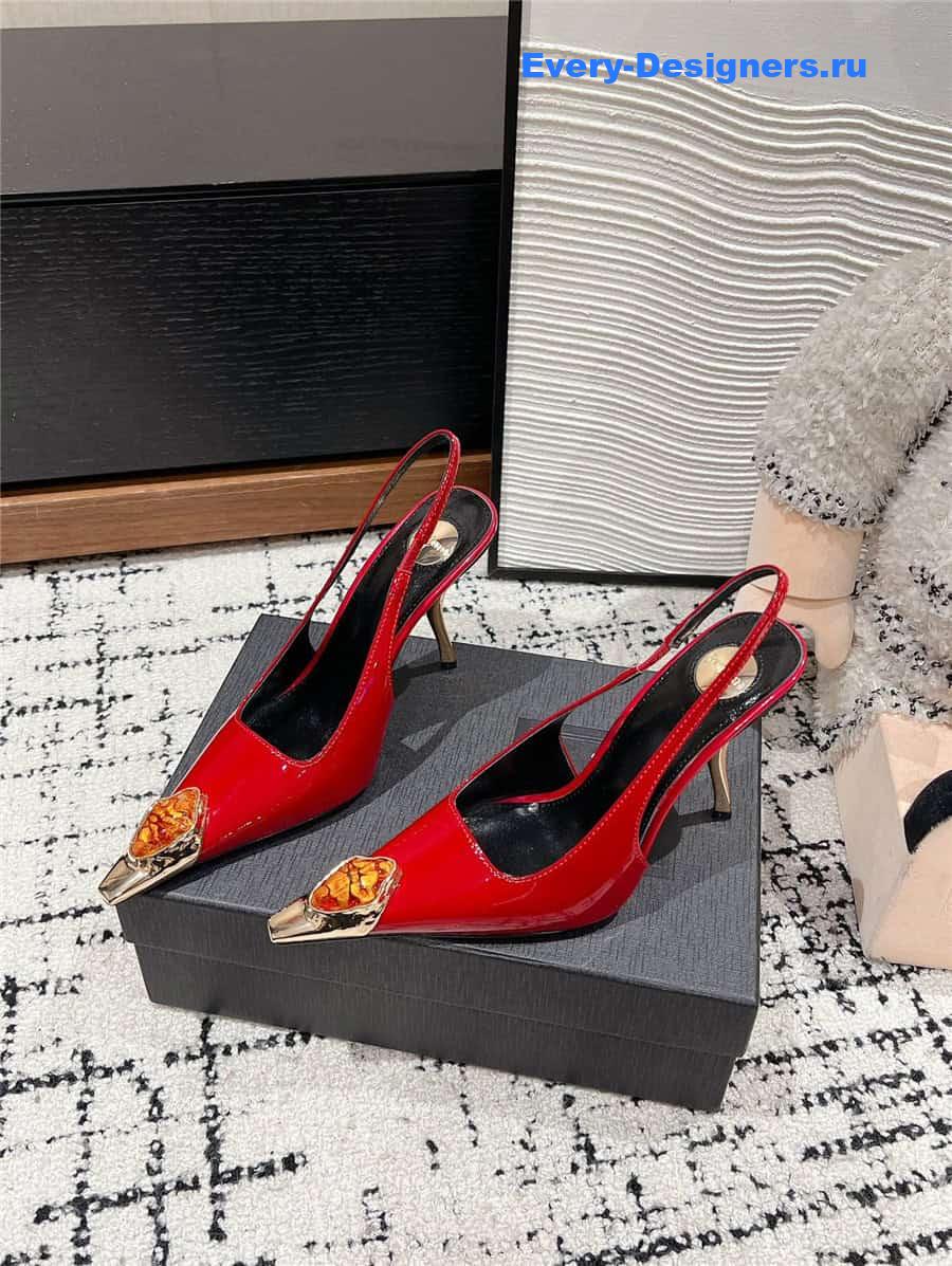 Y51 jeanne slingback pumps in red pattern leather