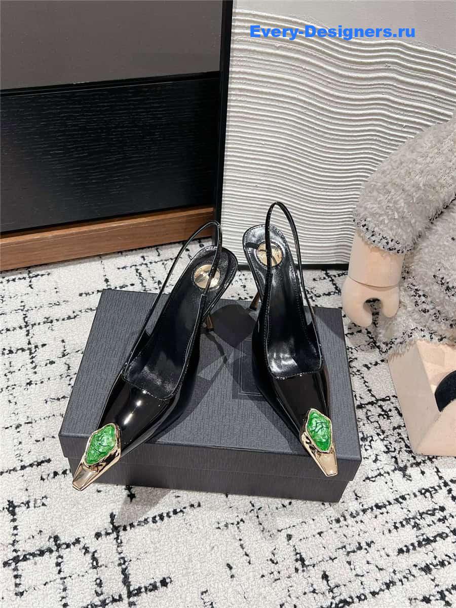 Y51 jeanne slingback pumps in black pattern leather