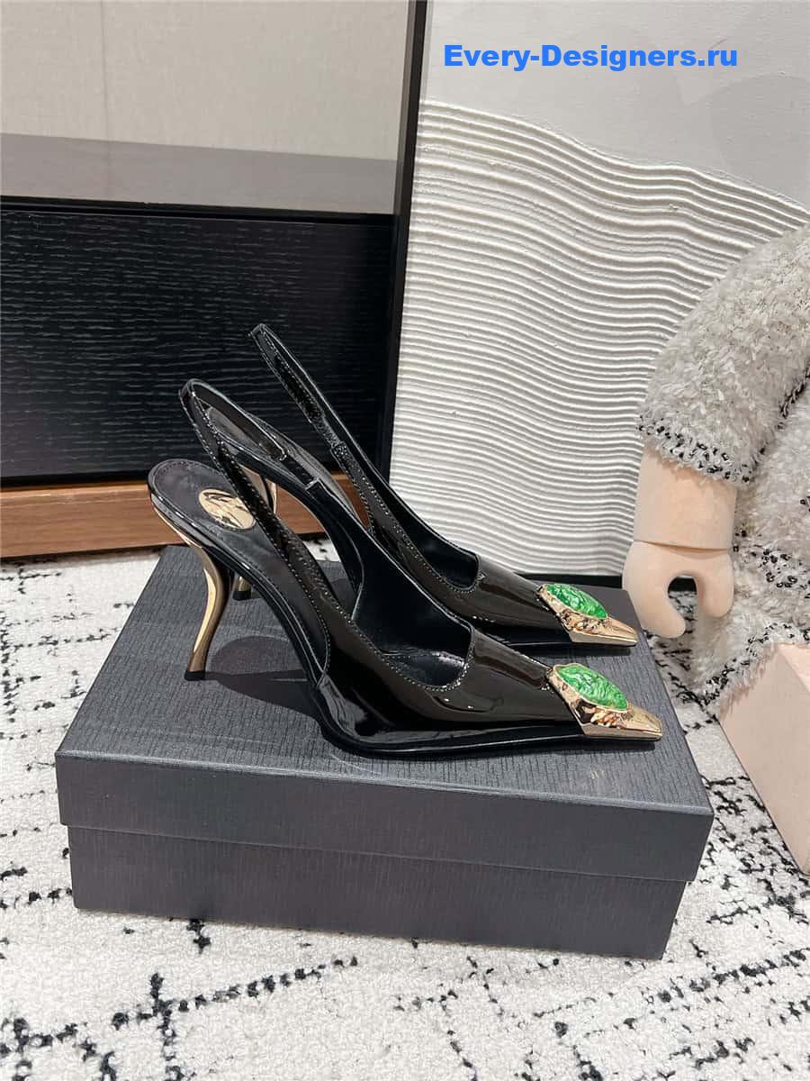 Y51 jeanne slingback pumps in black pattern leather