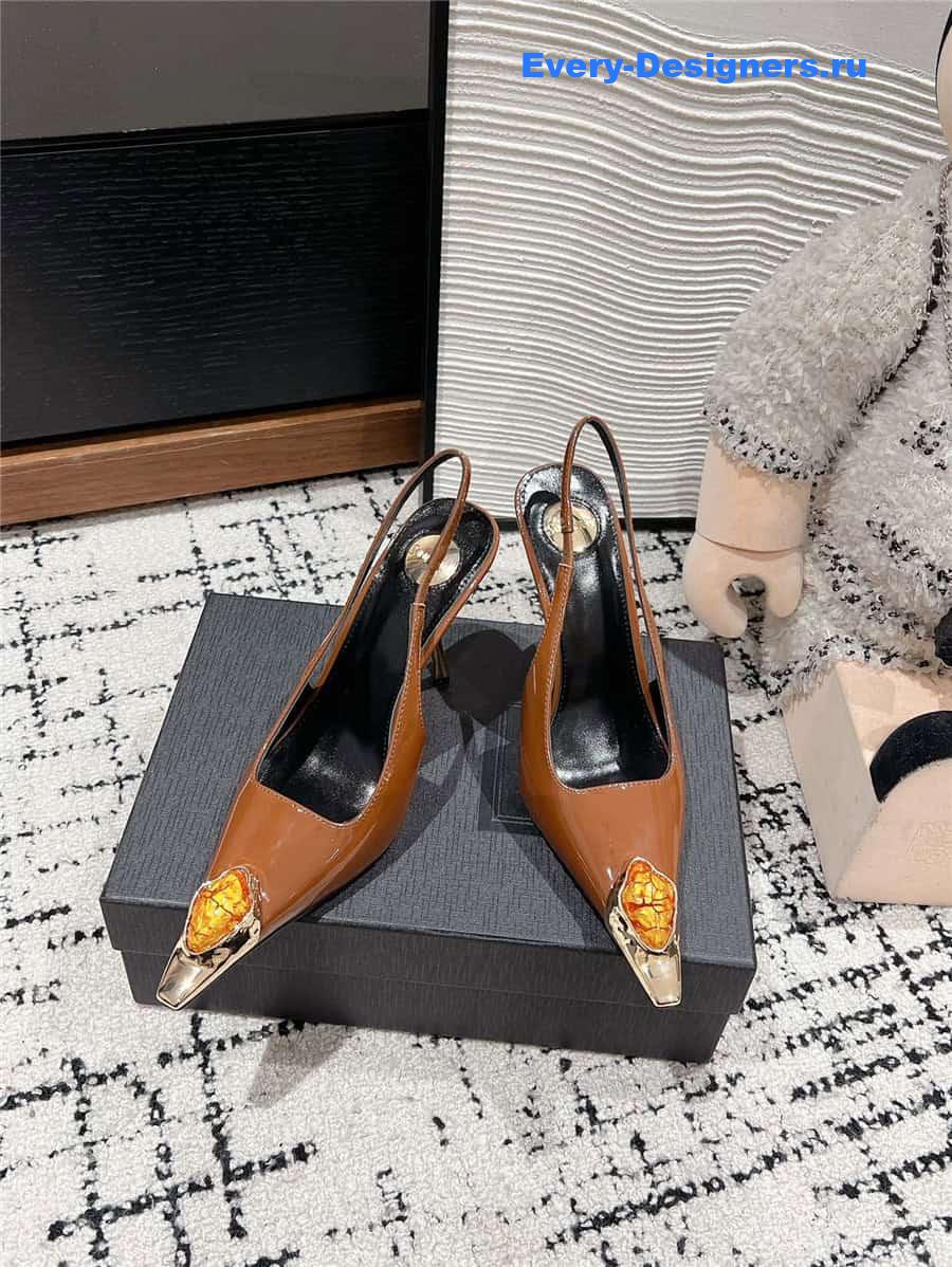Y51 jeanne slingback pumps in brown pattern leather