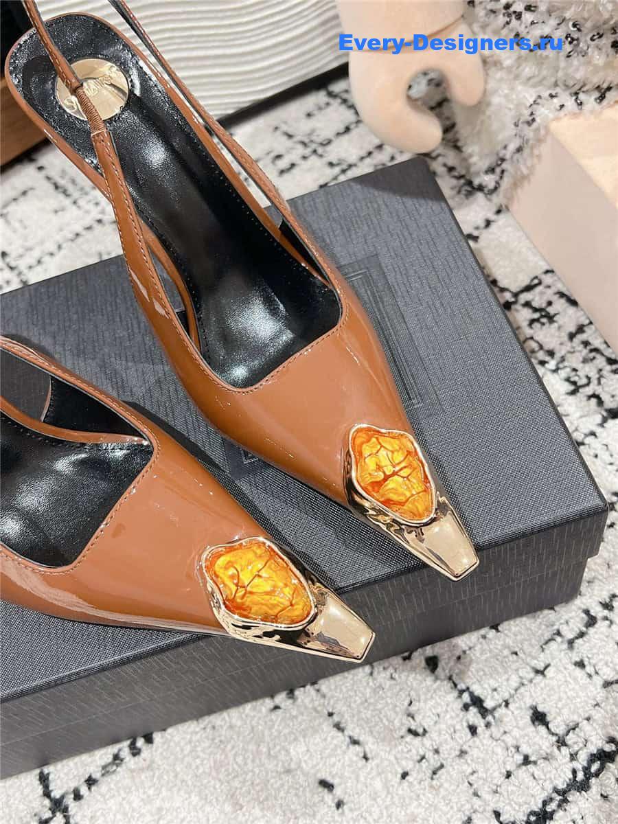 Y51 jeanne slingback pumps in brown pattern leather