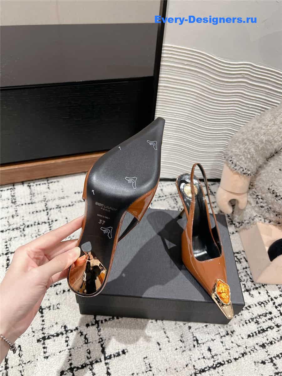 Y51 jeanne slingback pumps in brown pattern leather