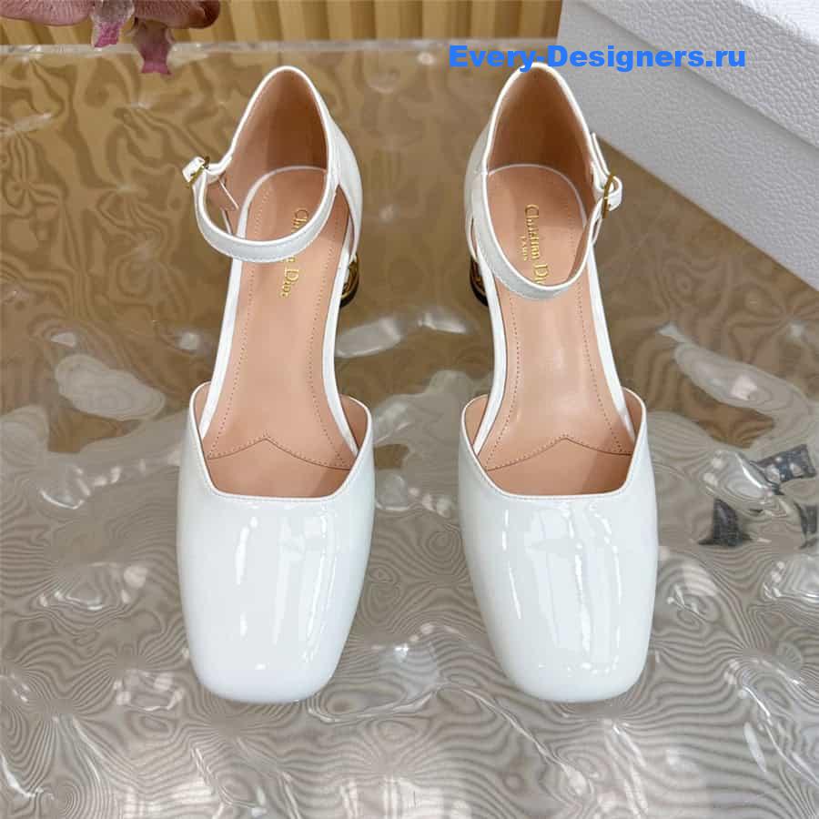 jolie D10r white patent calfskin pumps