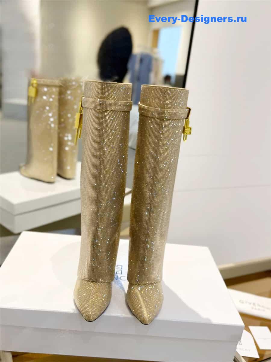 Givenchy Shark Lock Boots in Satin with Strass