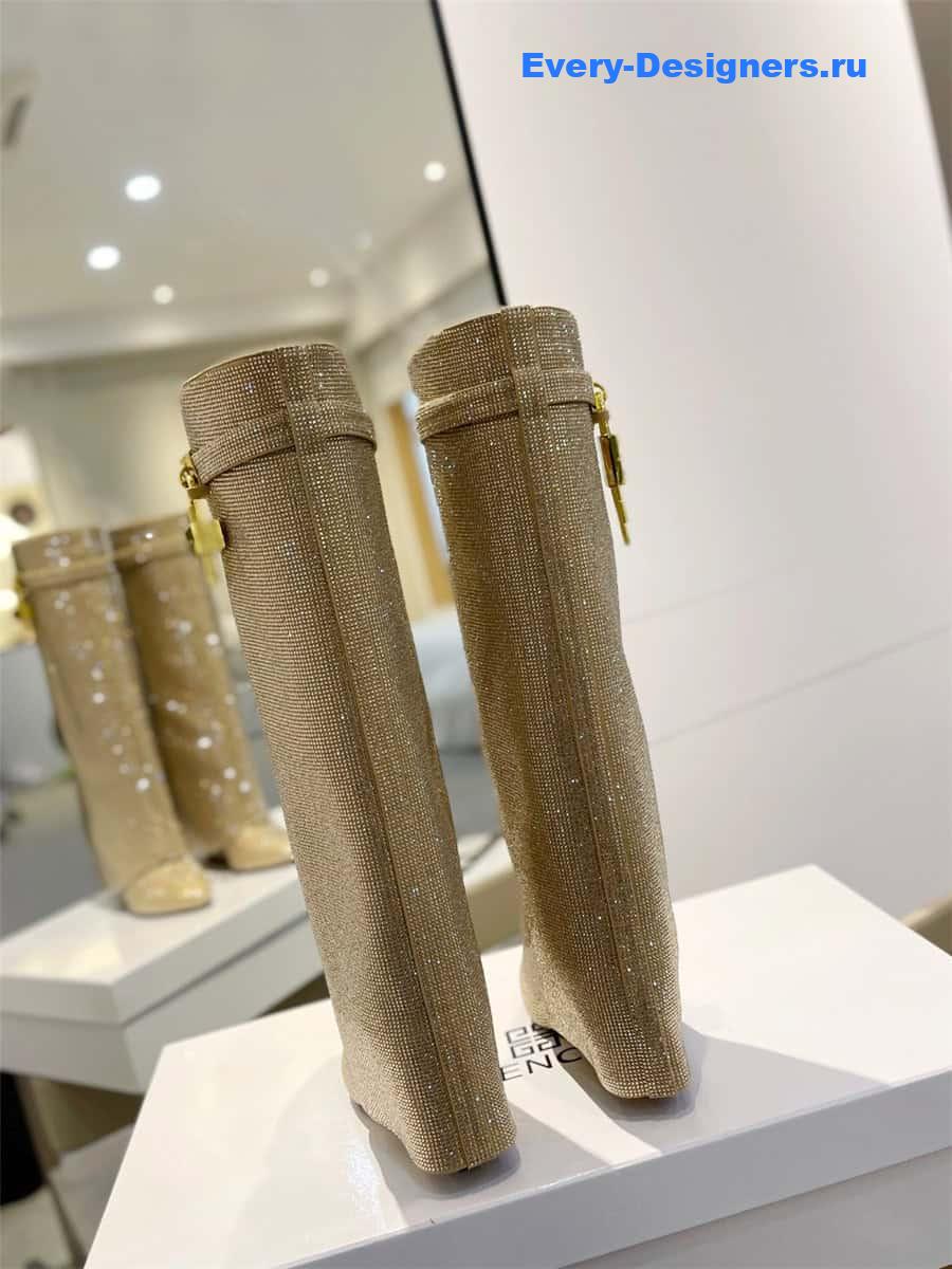 Givenchy Shark Lock Boots in Satin with Strass