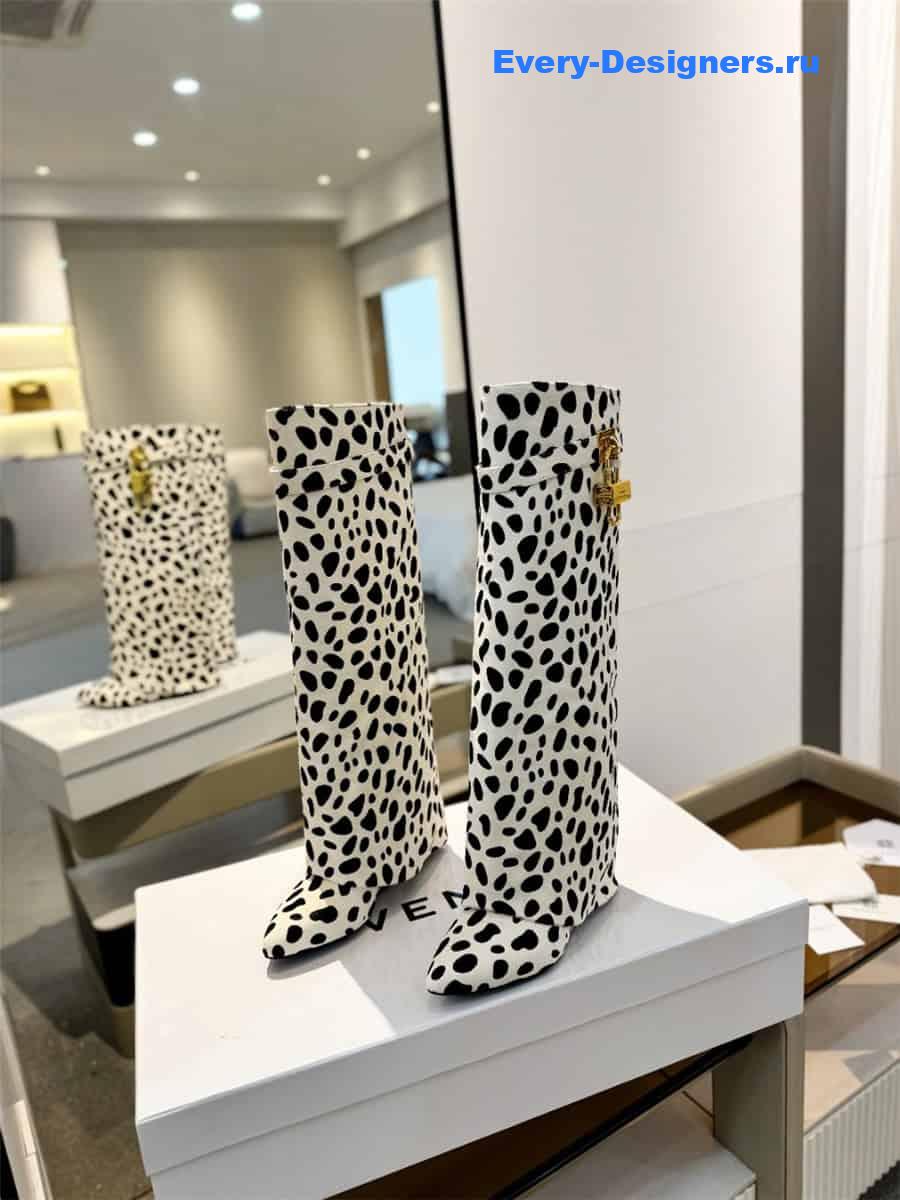 Givenchy Shark Lock Leopard Knee-High Boots