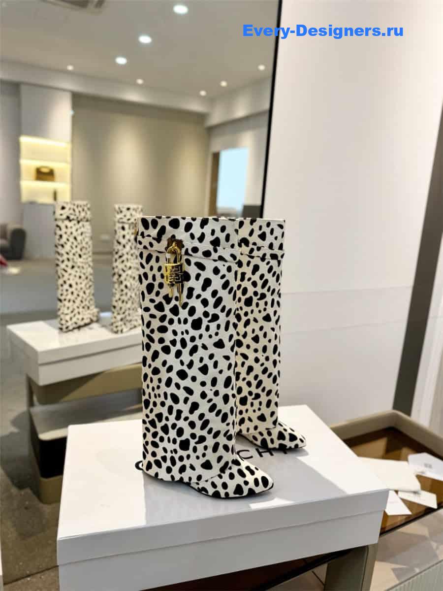 Givenchy Shark Lock Leopard Knee-High Boots