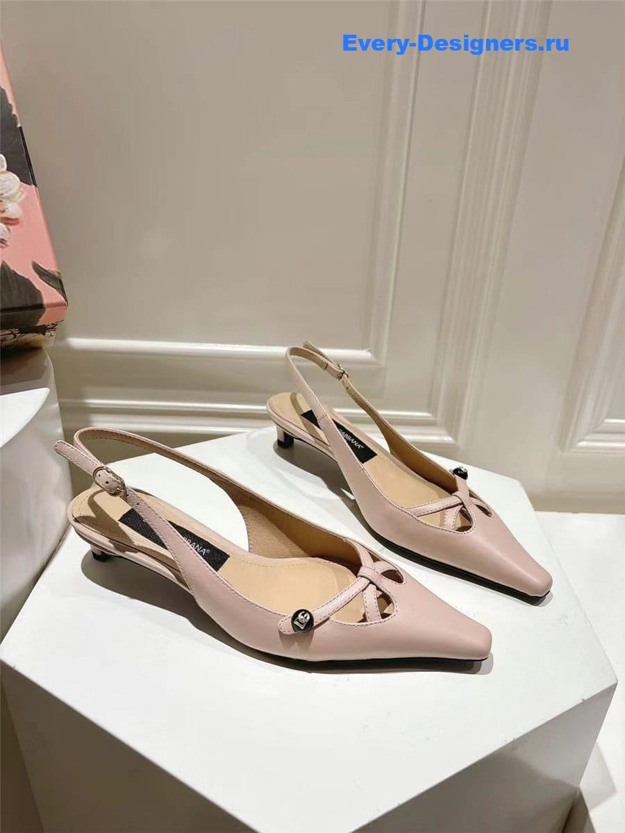 Dolce & Gabbana Light Pink Pointed Toe Slingback Heels