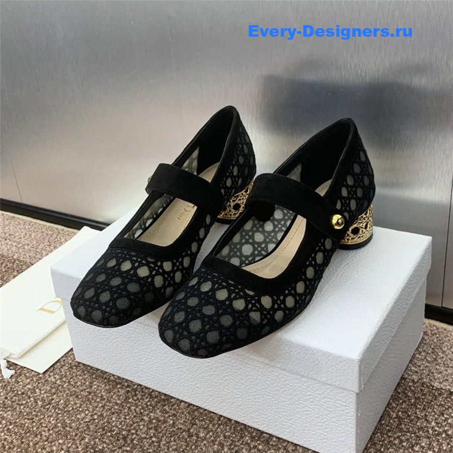 D10r mary jane black transparent mesh pumps