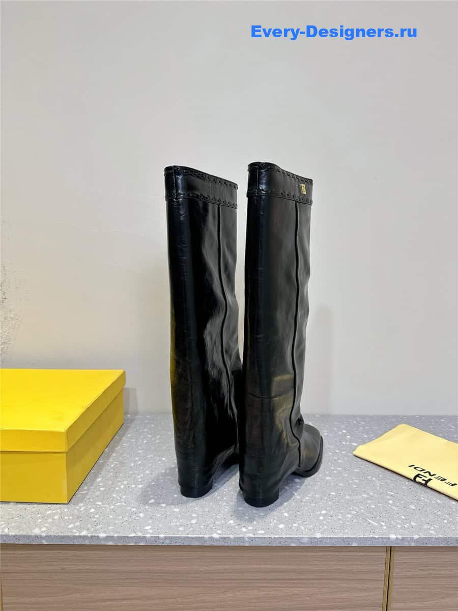 F**di show black leather high-heeled boots