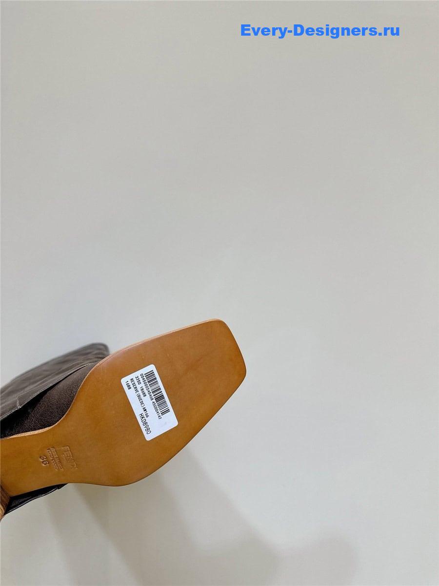 F**di burgundy leather high-heeled boots
