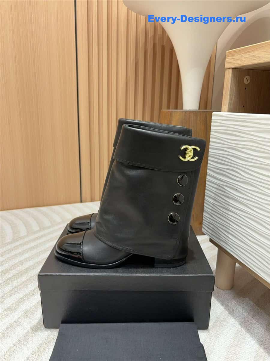 Ch**el leather foldover logo boots