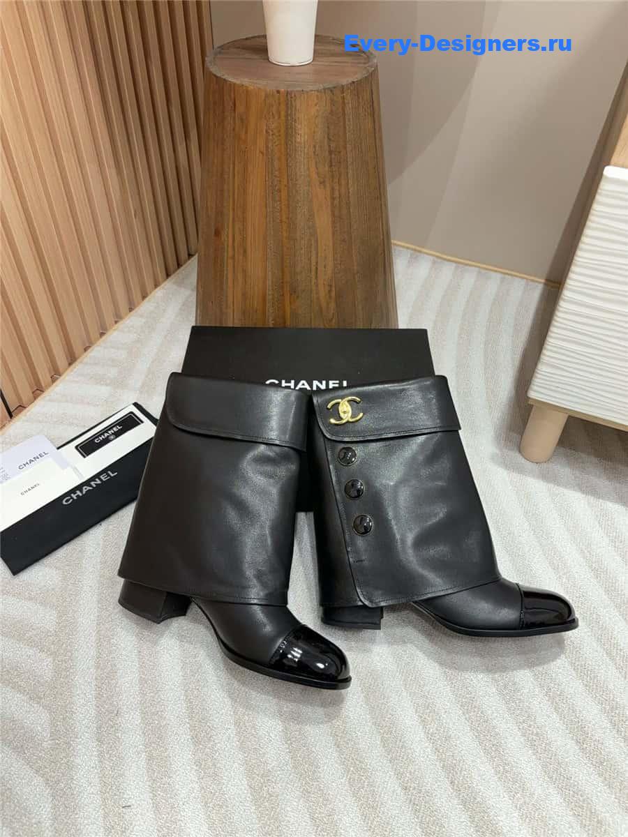 Ch**el leather foldover logo boots
