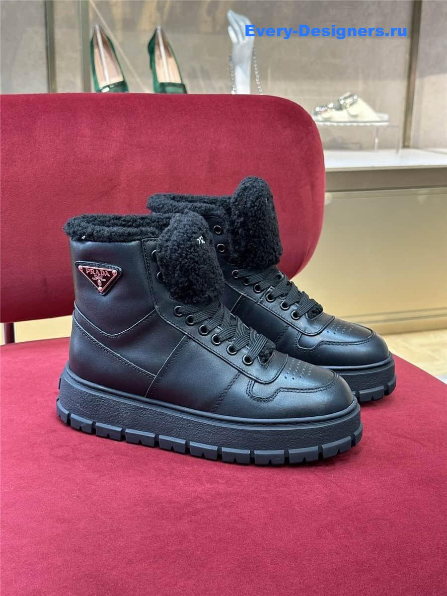 Pra*a triangle-logo high-top leather sneakers