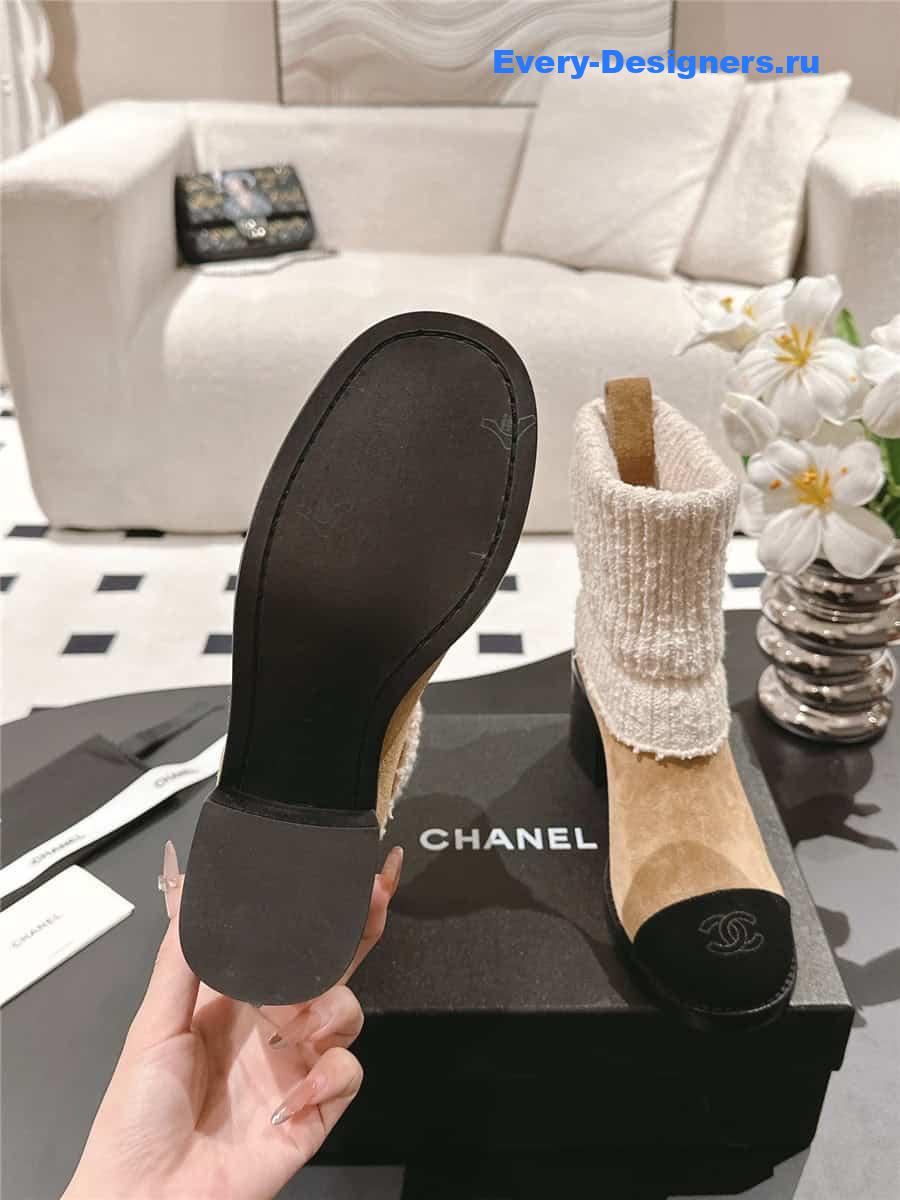 Ch**el brown suede sock ankle boots