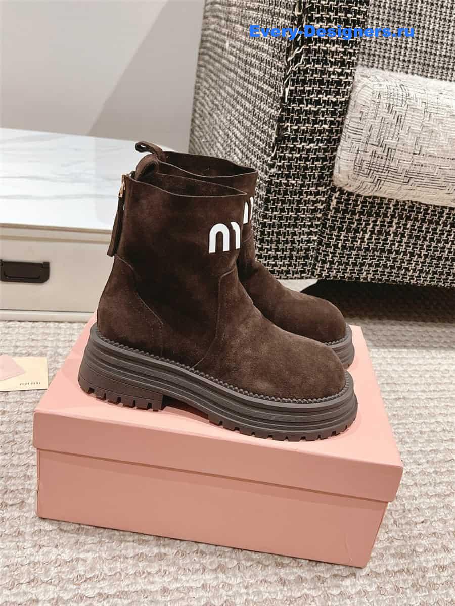 Miu Miu Logo Sedue Platform Ankle Boot
