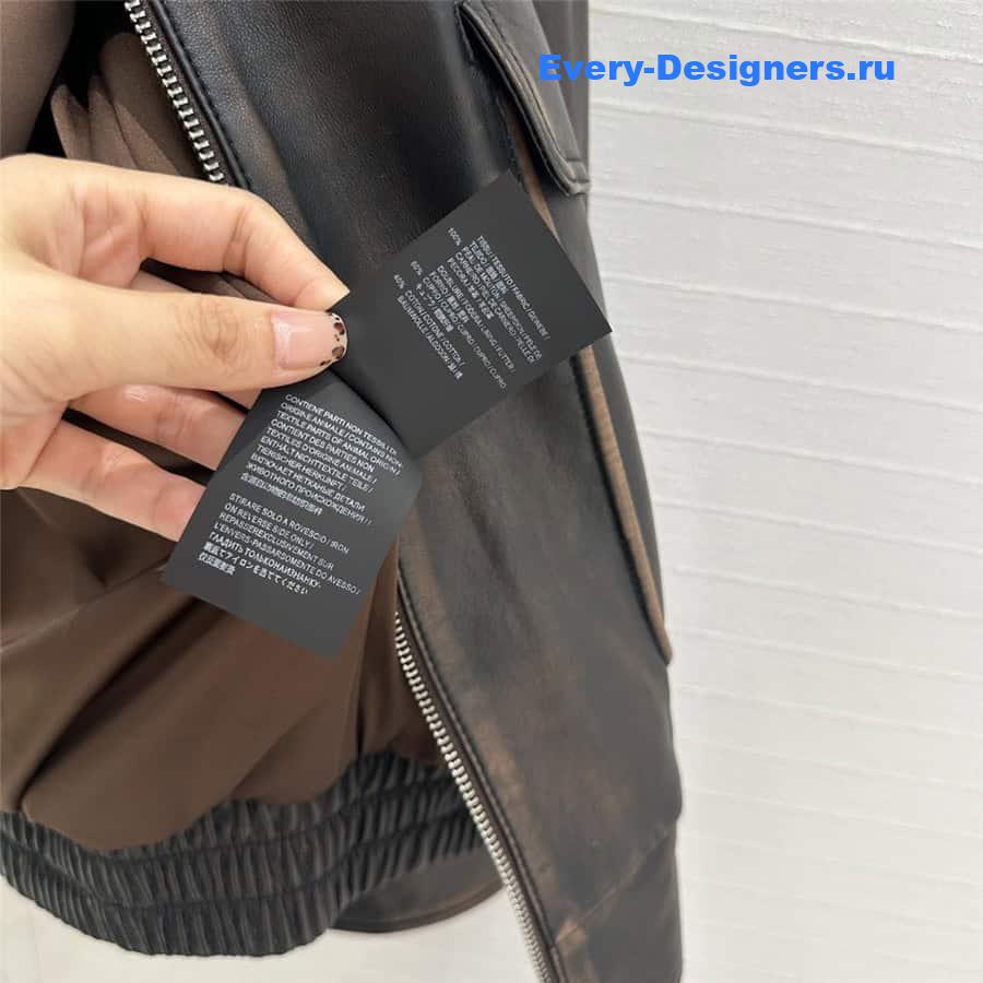 M1um1u genuine leather padded jacket