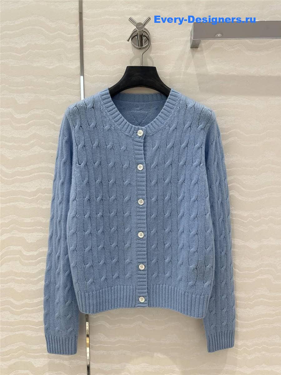 Pra*a baby blue round neck cardigan